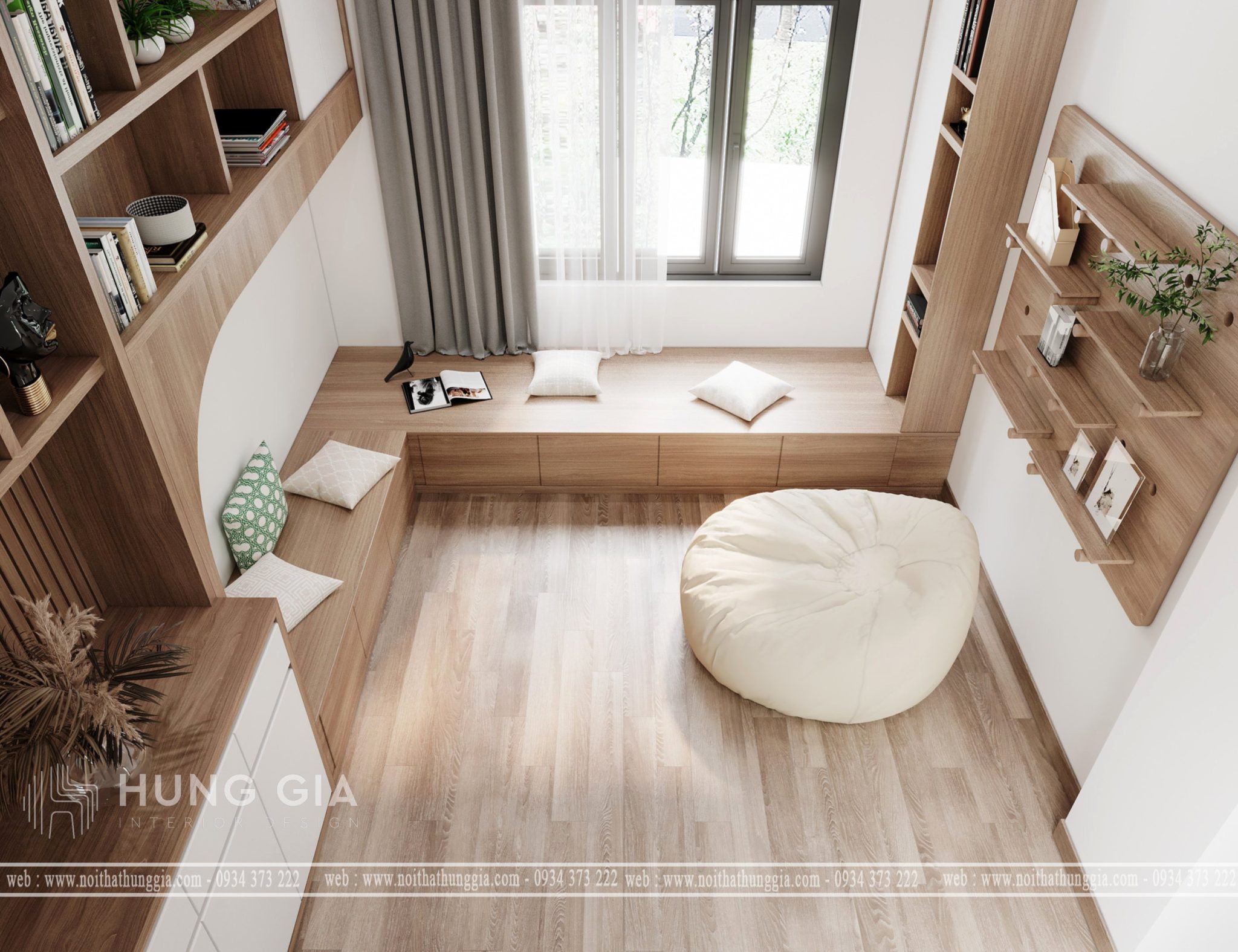 Nội thất phòng đọc sách được thiết kế bởi Hưng Gia
