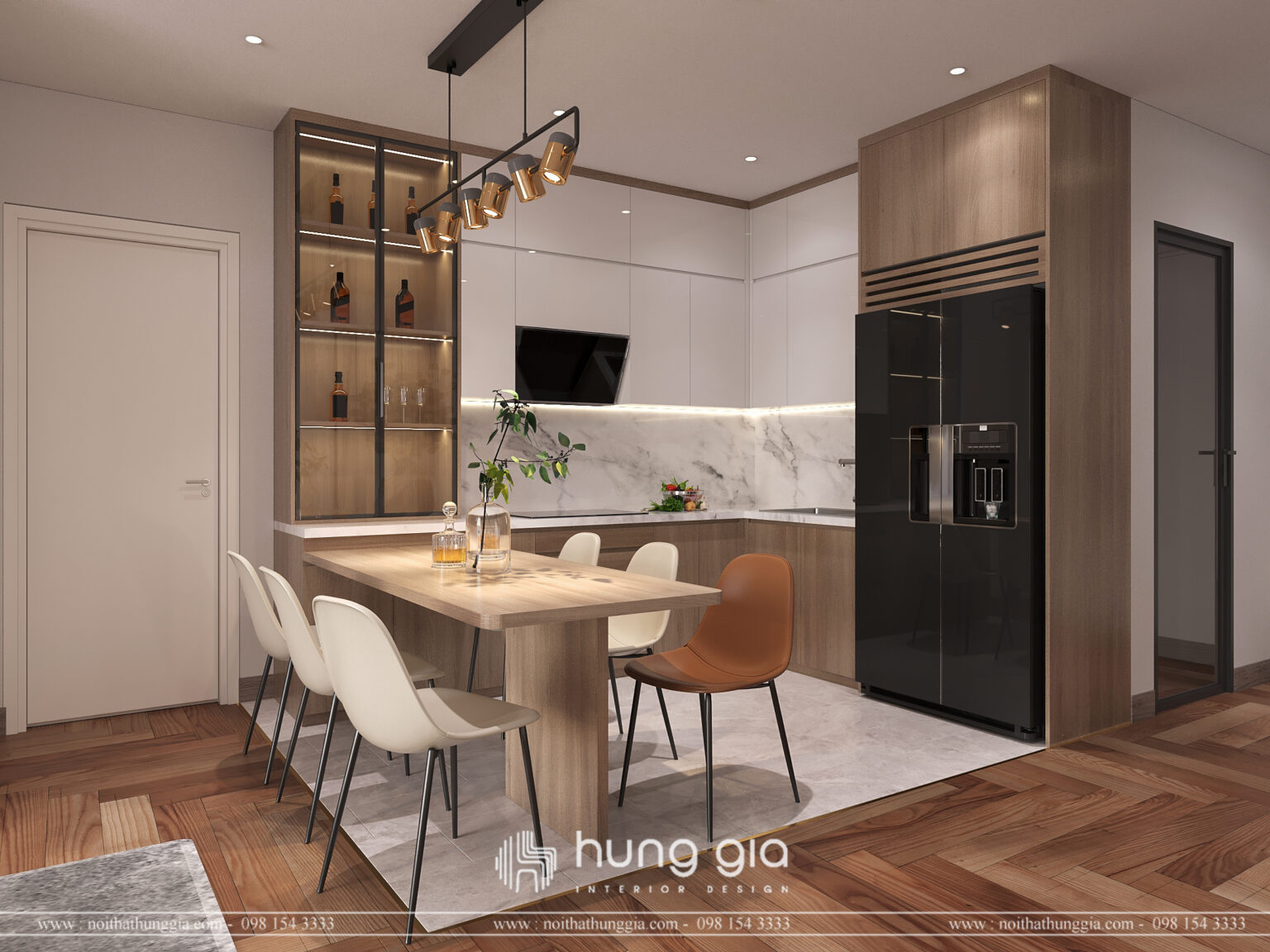 Phòng bếp hiện đại, tối giản